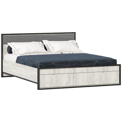 Кровать 1600 (Без основания) Техно (Дуб Крафт белый/Серый шифер)