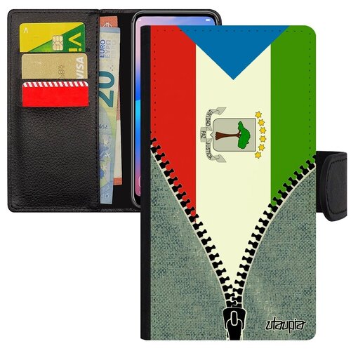 фото Ударопрочный чехол книжка для телефона // iphone x // "флаг гвинеи экваториальной на молнии" государственный туризм, utaupia, серый