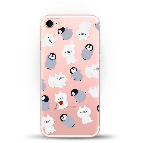 фото Силиконовый чехол котики и пингвины на apple iphone 8 andy & paul
