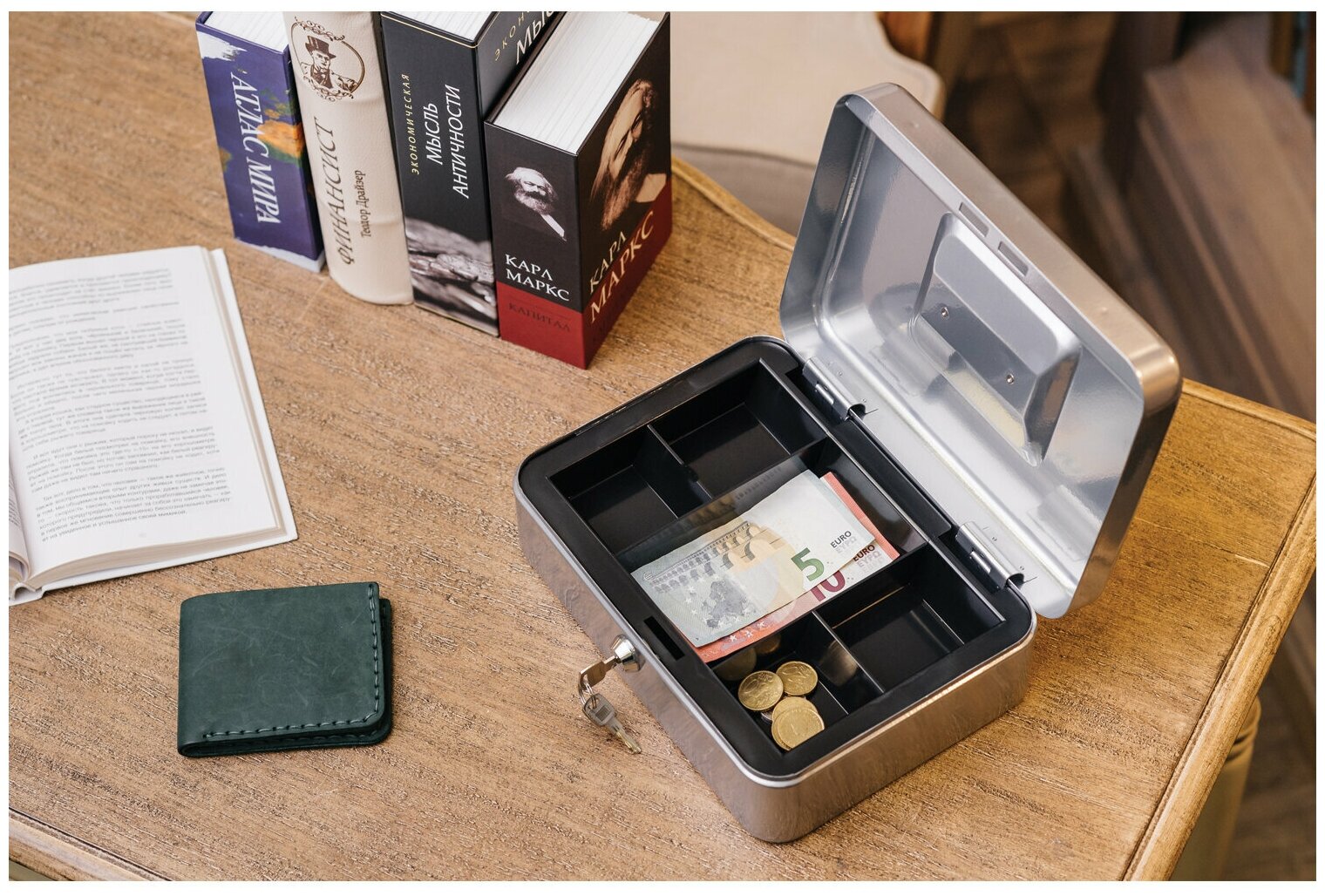 Ящик для денег, ценностей, документов, печатей BRAUBERG 90х180х250 мм, ключевой замок, серебристый 291059 - фотография № 10