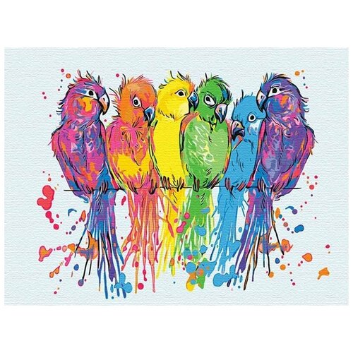 Неоновые попугаи Раскраска картина по номерам на холсте с неоновыми красками рагнар арт раскраска картина по номерам на холсте с неоновыми красками