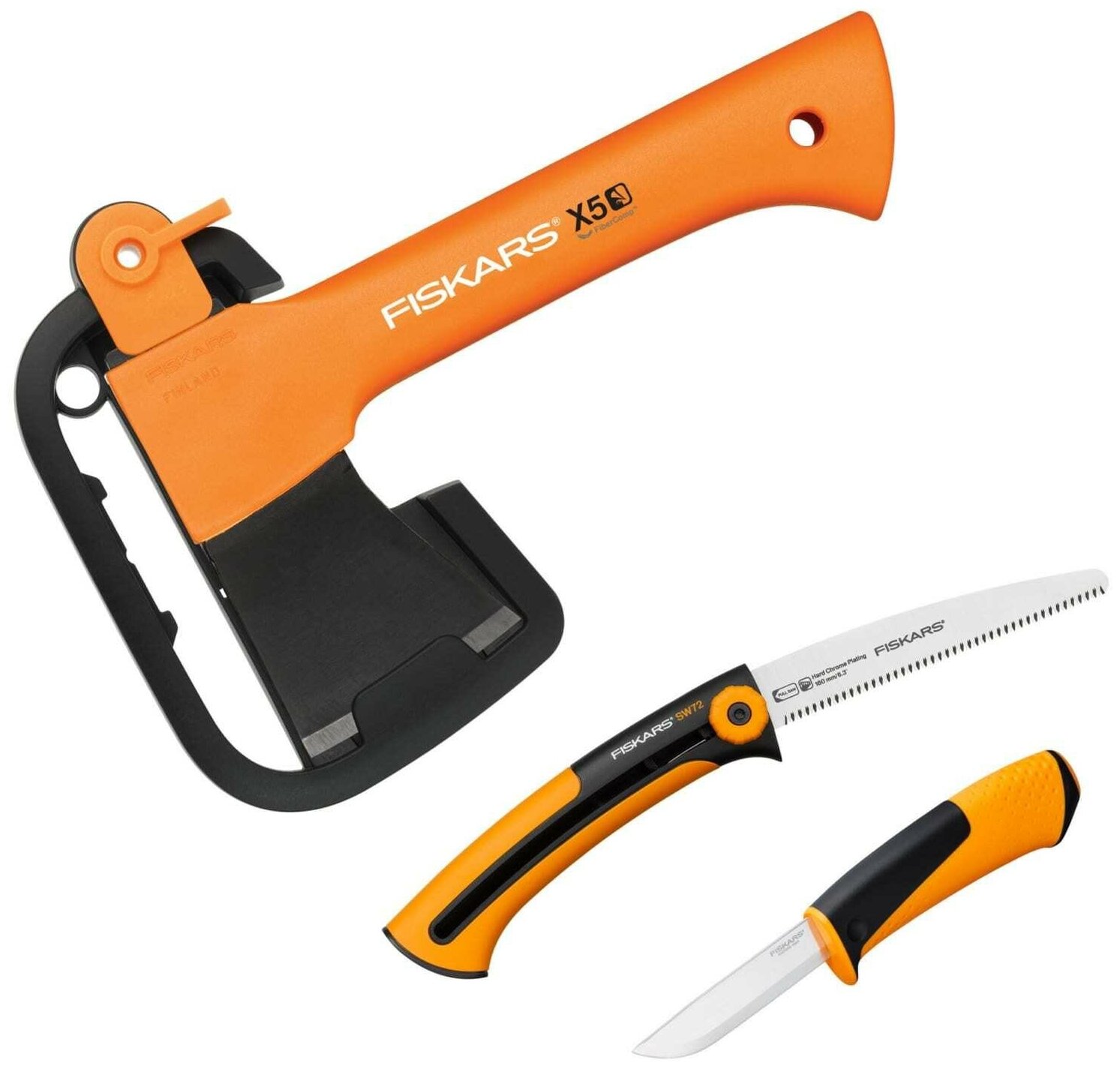 Набор FISKARS (топор X5 + пила + нож универсальный) 1057912 - фотография № 1