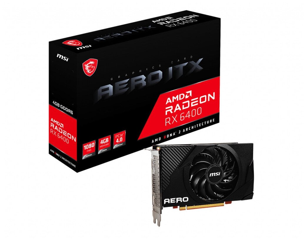 Видеокарта MSI Radeon RX 6400 AERO ITX 4G