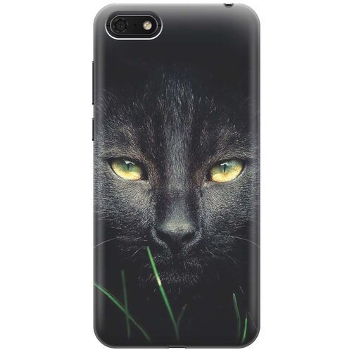 фото Gosso ультратонкий силиконовый чехол-накладка для huawei y5 (2018) / y5 prime (2018) / honor 7s / honor 7a с принтом "кошка в темноте"