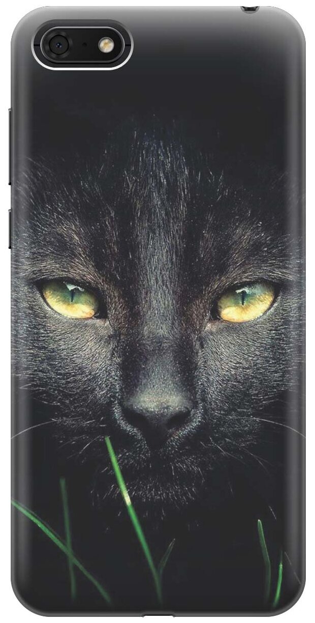 GOSSO Ультратонкий силиконовый чехол-накладка для Huawei Y5 (2018), Y5 Prime (2018), Honor 7S, Honor 7A с принтом "Кошка в темноте"