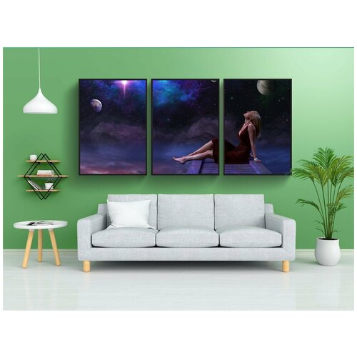 фото Набор модулных постеров для интерьера "старлайт, девочка, женщина" 60x90 см. в тубусе, без рамки lotsprints