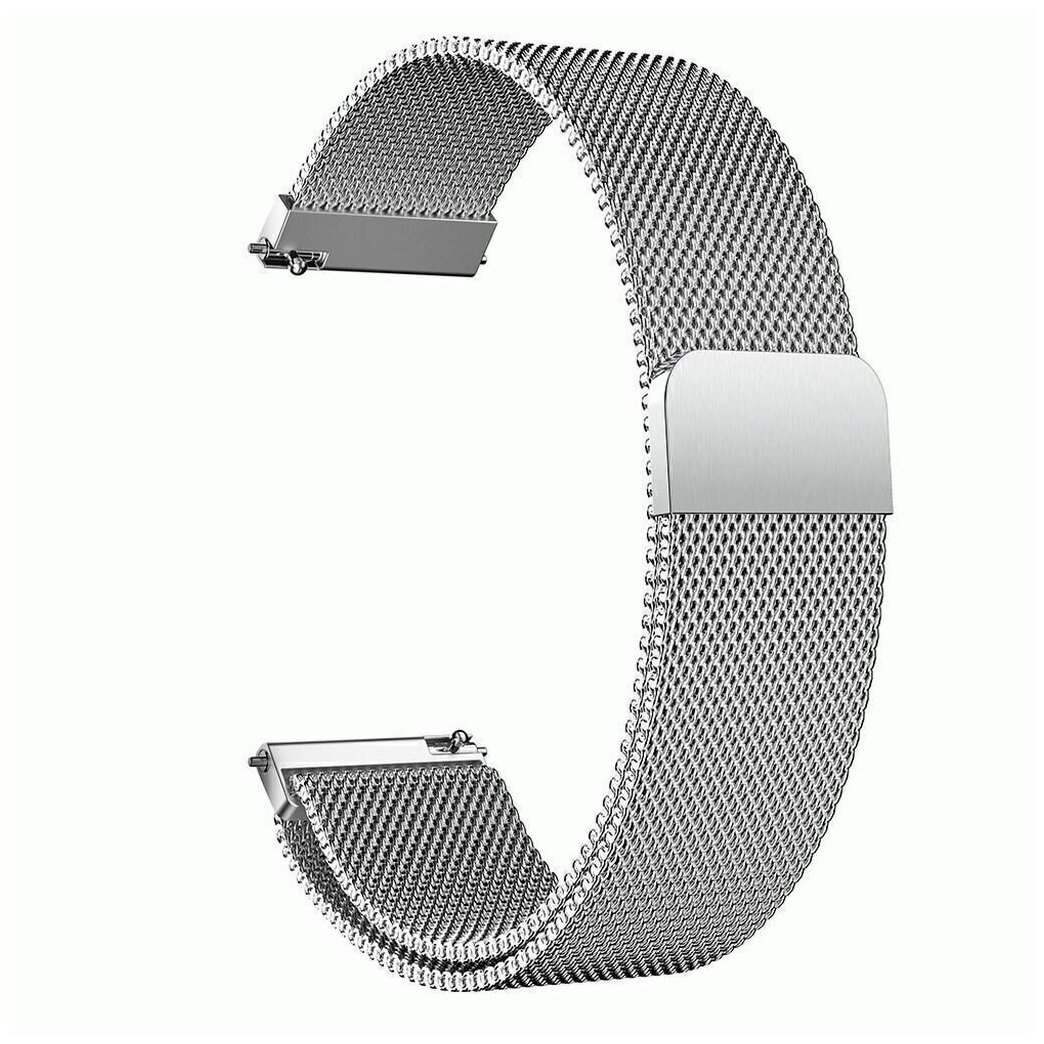 Стальной магнитный ремешок для Huawei Watch GT / GT2 / Samsung Watch 22 мм, миланская петля , серебристый.