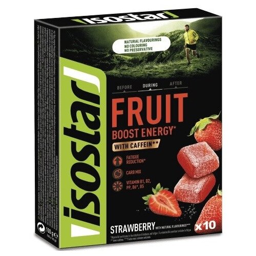 Конфетки ISOSTAR Энергетическая конфета Isostar Energy Fruit Boost Клубника (10 шт по 10 г) 100 г 10x10 г (коробка), Клубника