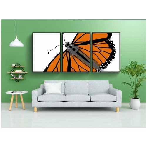 фото Набор модулных постеров для интерьера "бабочка, монарх, мужчина" 60x90 см. в тубусе, без рамки lotsprints