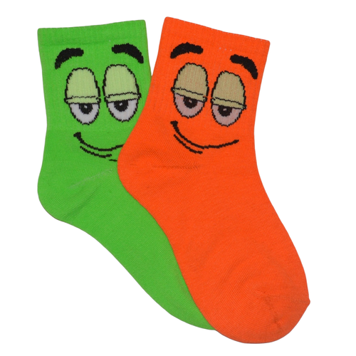 фото Носки детские светящиеся turkan оранжевые и зеленые 2 штуки, размер обуви 23-25 (14-16 см)