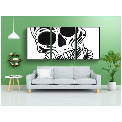 фото Набор модулных постеров для интерьера "череп, мексиканец, мексиканский череп" 60x90 см. в тубусе, без рамки lotsprints