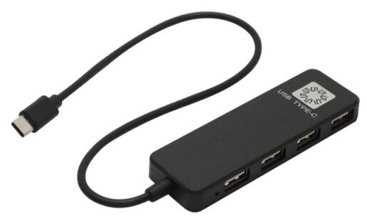 Разветвитель USB-C 5Bites HB24C-210BK Type C хаб - концентратор 4 порта USB2.0 линейка - чёрный