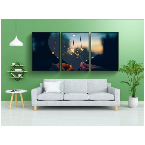 фото Набор модулных постеров для интерьера "канун нового года, новогоднее поздравление, первый день нового года" 60x90 см. в тубусе, без рамки lotsprints