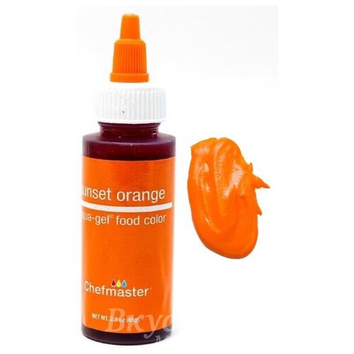 Краска Оранжевый закат гелевая Sunset Orange Liqua-Gel Chefmaster, 65 гр.