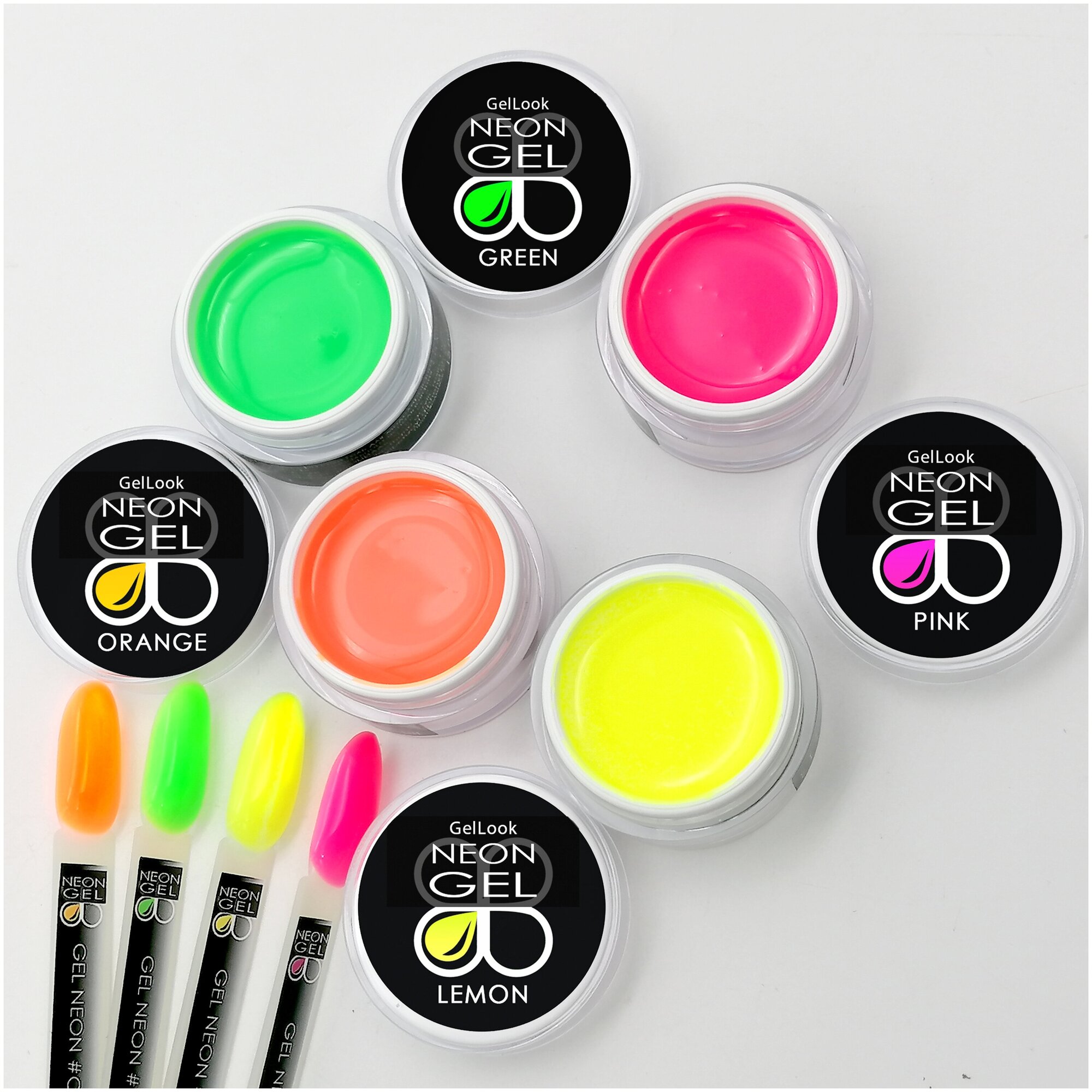 Набор неоновых гелей для моделирования Gel GelLook NEON 4 оттенка х 15ml