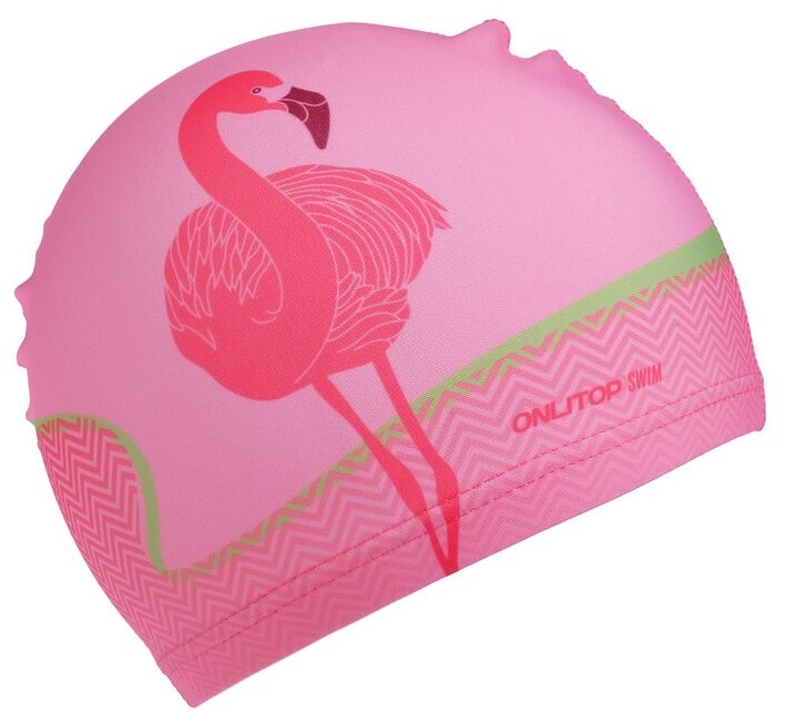 Шапочка ONLYTOP "Фламинго", для плавания, детская, тканевая, обхват 46-52 см, цвет розовый