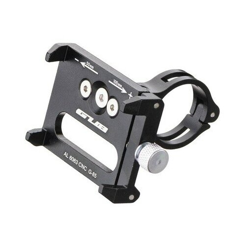 Держатель для смартфона 09-300180 алюминиевый фрезерованный на руль/вынос 20-31,8мм, облегченный, регулировки ширины 50-100мм, G-85 черный GUB