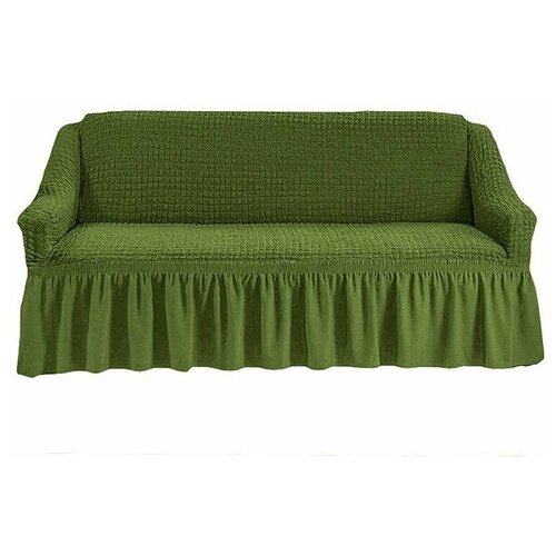 Чехол на диван с юбкой, цвет Темно-Зеленый (Жатка, Турция)