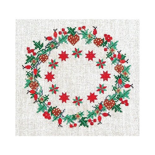 Набор для вышивания Рождественский венок со звездами 15*15см, Acufactum Ute Menze, 2148