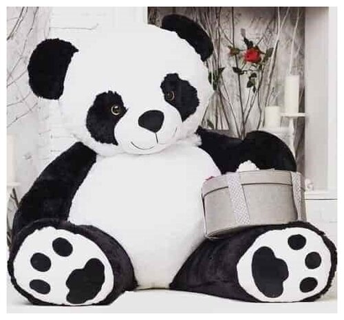 Огромная плюшевая панда медведь Черныш 200 см, мягкая игрушка мишка, большой подарок на день рождения / новый год