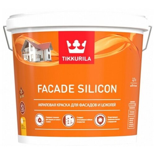 Краска акриловая Tikkurila Facade Silicon глубокоматовая бесцветный 2.7 л 3.3 кг краска facade silicon 9 л 1 акриловая для фасадов и цоколей тиккурила