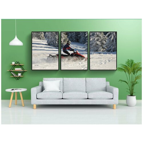 фото Набор модулных постеров для интерьера "снег, зима, спорт" 60x90 см. в тубусе, без рамки lotsprints