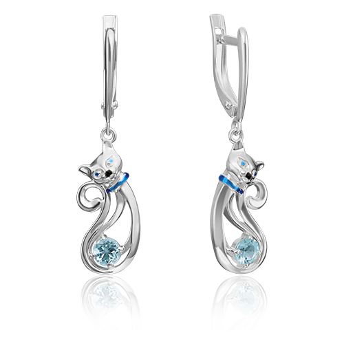 Серьги Platina Jewelry Серебряные серьги с топазом