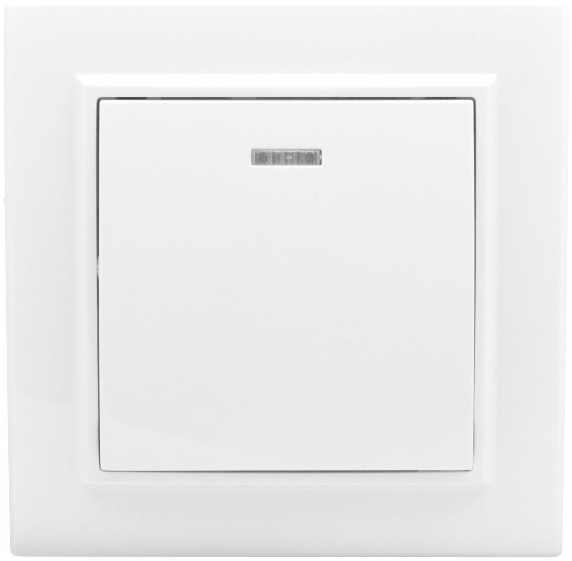 фото Выключатель 1-клавишный Минск 10А с индикатором, белый