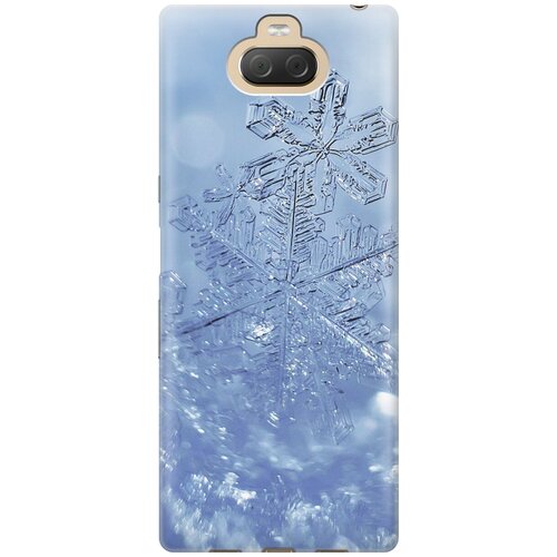Силиконовый чехол Снежинка на голубом на Sony Xperia 10 Plus / XA3 Ultra / Сони Иксперия 10 Плюс