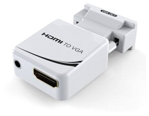 Видео адаптер HDMI на VGA 19M/15F + аудио 3.5 мм KS-425 белый