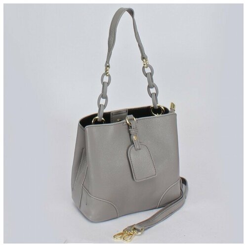 фото Сумка женская натуральная кожа gu 165-2017, 3отд, плечевой ремень, серый 238723 аделия