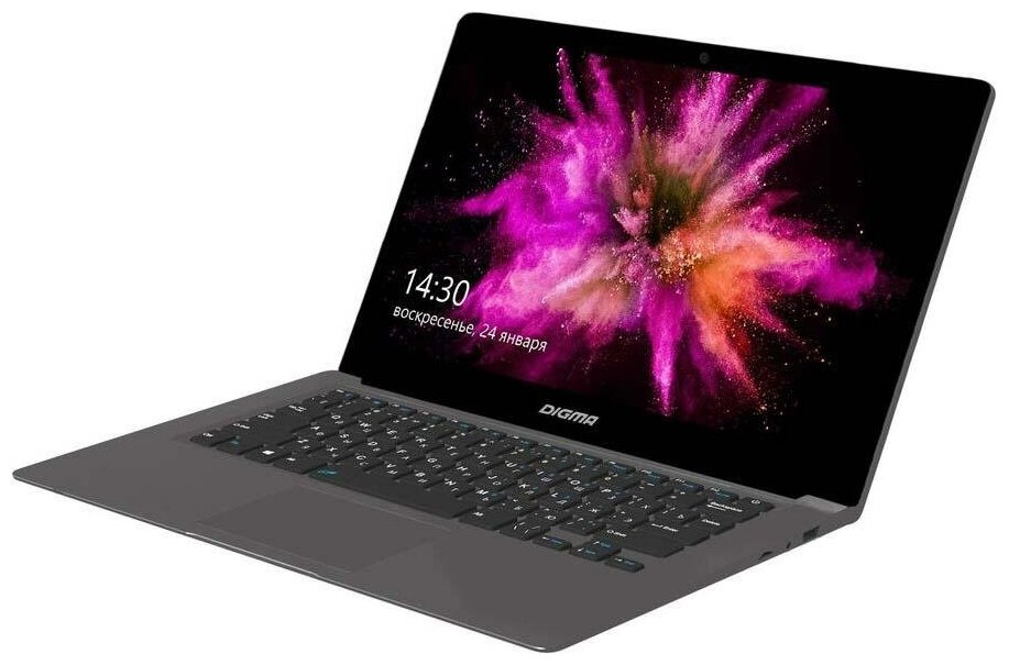 Ноутбук Digma EVE 14 C420 Celeron N4020 4Gb SSD128Gb Intel UHD Graphics 600 139 TN HD 1366x768 Windows 10 Home Single Language 64 dkgrey WiF