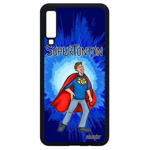 фото Ударопрочный чехол на телефон // samsung galaxy a7 2018 // "супердядя" комикс герой, utaupia, синий