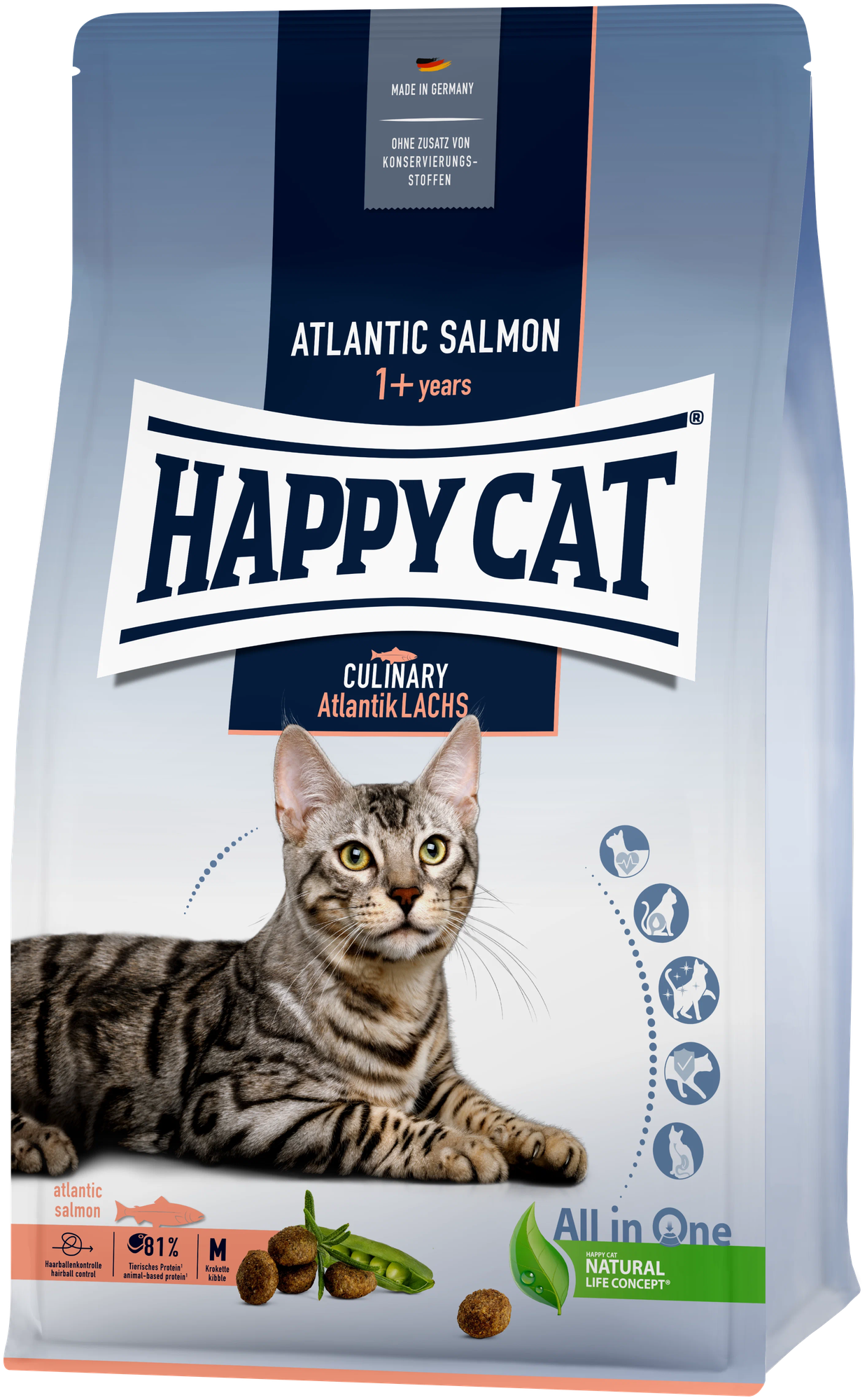 Сухой корм для кошек Happy Cat Culinary с атлантическим лососем