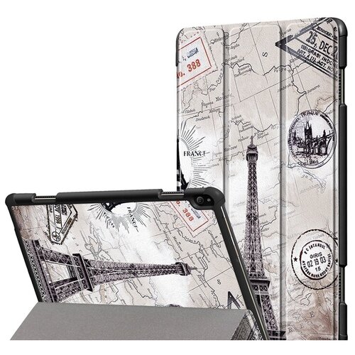 фото Чехол-обложка mypads для lenovo tab p10 tb-x705f/n тонкий умный кожаный на пластиковой основе с трансформацией в подставку (париж)