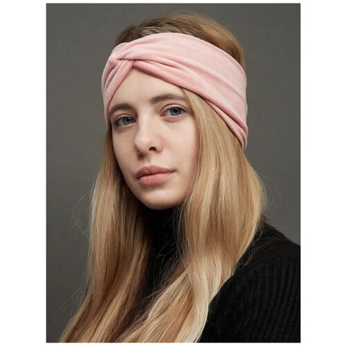 фото Повязка для волос бархатная , розовый цвет , lafreice , женская повязка на голову