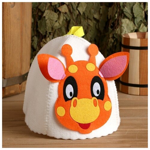 фото Банная шапка с детской аппликацией "жирафик", войлок 2867744 сима-ленд