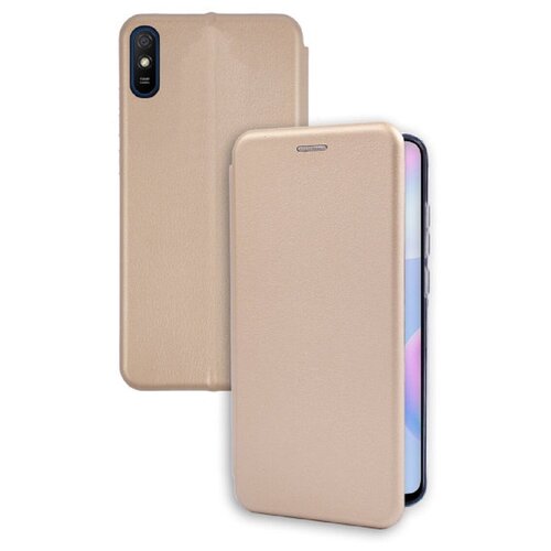 фото Чехол- книжка для xiaomi redmi 9a золотой full cover