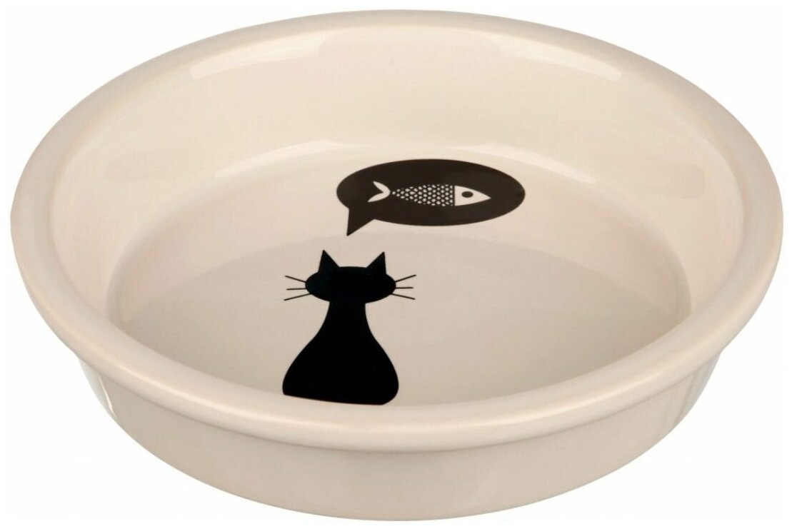 Миска Trixie керамическая "Кошка" 0,25 л, диаметр 13 см, белая - фотография № 1