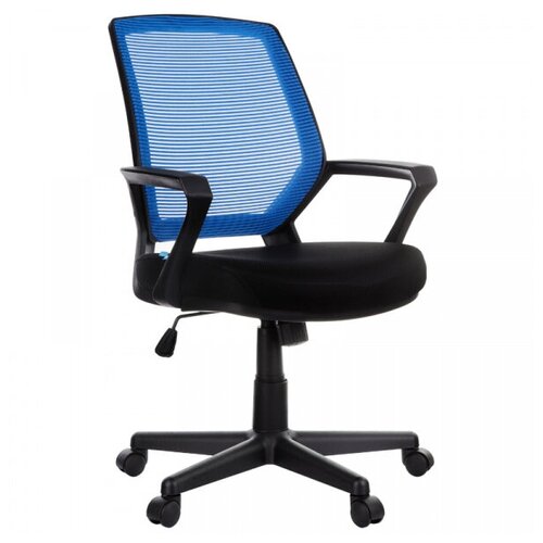 фото Кресло оператора helmi hl-m02 "step", ткань, спинка сетка синяя/сиденье tw черная, механизм качания