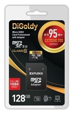 Карта памяти Digoldy MicroSDXC Class10 128GB + SD adapter .