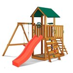 Деревянная детская игровая площадка KIDS Cтандарт SLP Systems - красная горка (4.0 х 3.6 м) - изображение