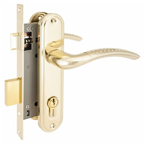 фото Аллюр 132/1 gр латунь 5кл м/о расстояние 70мм 1-ригель замок врезной с/руч (12) (арт. 338034)