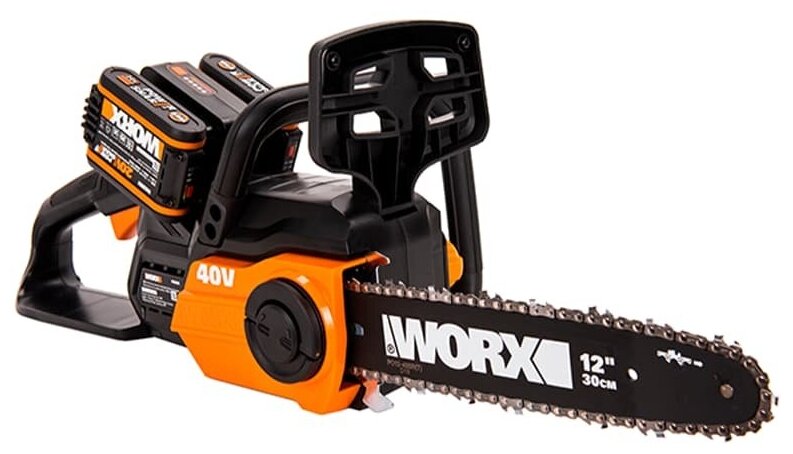 Пила цепная WORX WG381E 40V Li cordless ChainSaw 30 см аккумуляторная с двумя 2Ач батареями и двойной 2А зарядкой