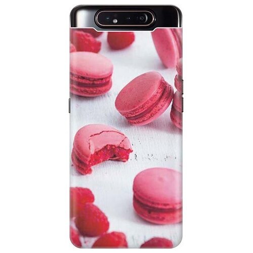 фото Ультратонкий силиконовый чехол-накладка для samsung galaxy a80 с принтом "малиновые макаруны" gosso