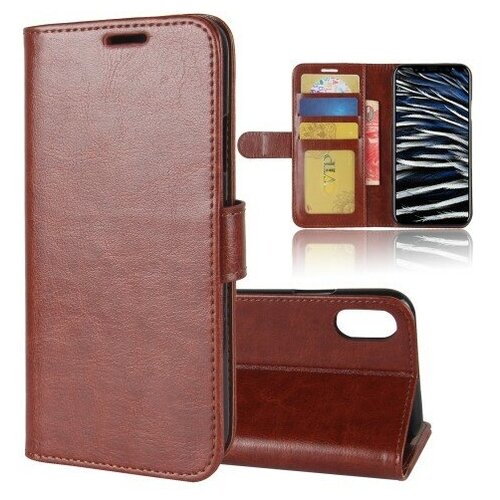 фото Чехол-книжка iphone x/xs, боковой, коричневый x-case