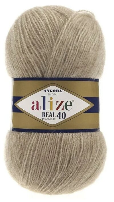 Пряжа для вязания ALIZE 'Angora real 40' 100 гр. 480м (40% шерсть, 60% акрил) (152 беж меланж), 5 мотков