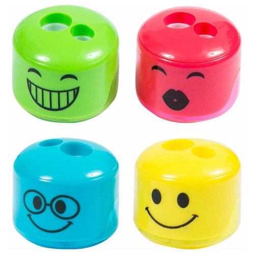 Точилка ArtSpace Смайлик 2 отверстия контейнер ассорти 69₽