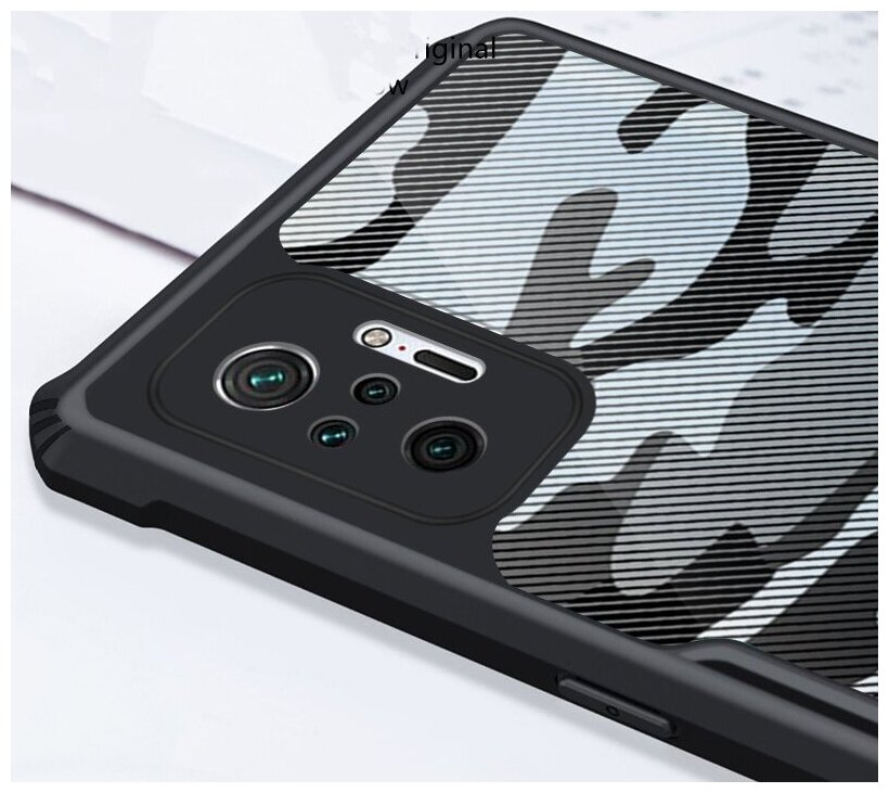 Чехол-накладка MyPads для Xiaomi Redmi Note 10 Pro Max (2021) / Redmi Note 10 Pro (NFC,2021) из качественного силикона с дизайном Камуфляж черная — фото 1