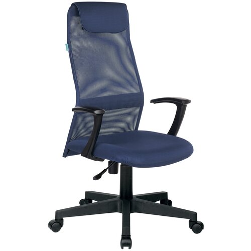 фото Кресло руководителя бюрократ kb-8 синий tw-05n tw-10n сеткаткань с подголов. крестовина пластик